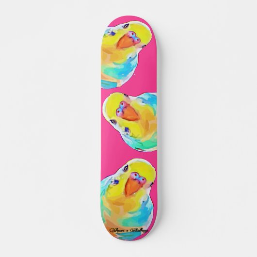 Mooie boedgie Paraket Exotic Birds Hot-Roze Persoonlijk Skateboard (Voorkant)