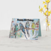 Mooie Boedgies Boedgerigars en Gum Blossom Card Kaart (Gele Bloem)