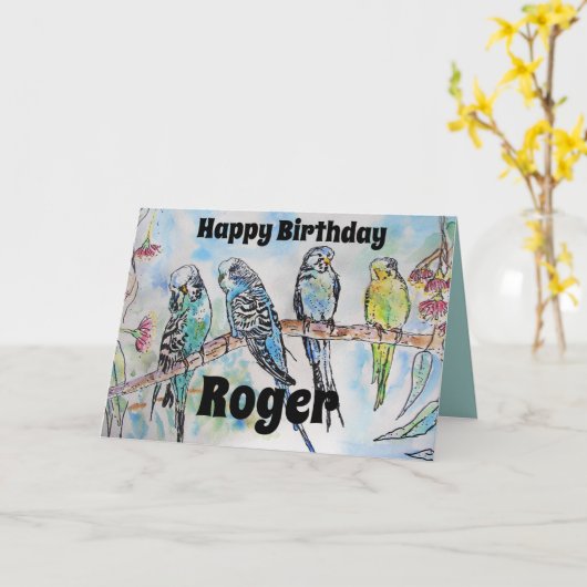 Mooie boedgies Boedgerigars gum Blossom Mannen Kaa Kaart (Gele Bloem)