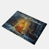 Mooie boeien in een kerstbos deurmat (Schuin)