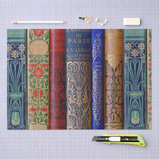 Mooie boekencijnen (Parijs) ontkoppeling Tissuepapier (Craft)