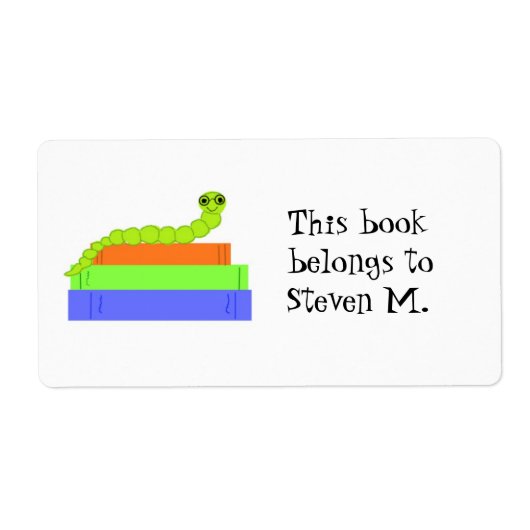 Mooie Boekenwurm Ex-Libris Etiket (Voorkant)