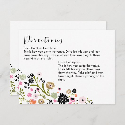 Mooie Boeket Bloemige Richting Info Kaart Uitnodig (Voorkant / Achterkant)