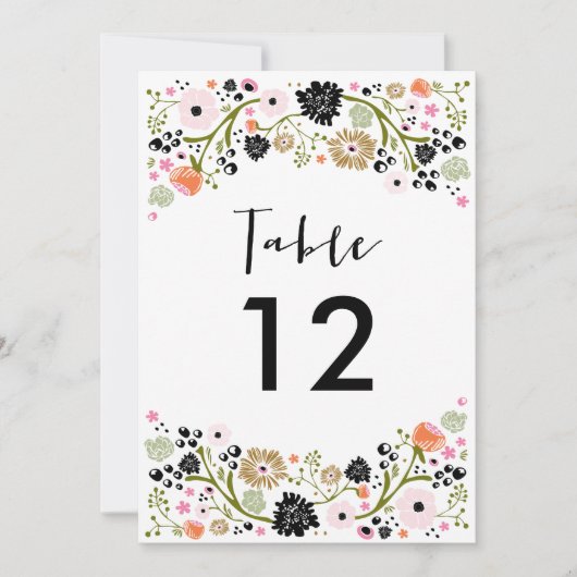 Mooie Boeket Bruiloft Tafel Nummer Uitnodiging (Voorkant)
