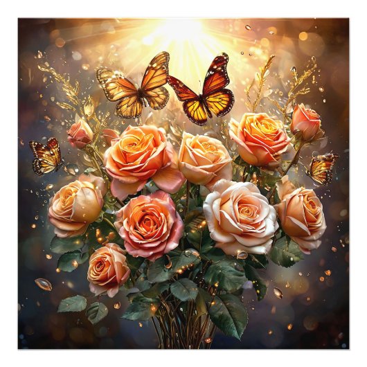 Mooie boeket rozen foto afdruk (Voorkant)