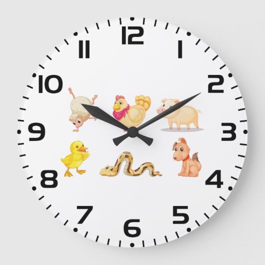 Mooie boerderij- en huisdieren grote klok (Voorkant)