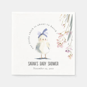Mooie boerderij kip waterverf bloemige baby shower servet