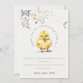 Mooie boerderij kuiken waterverf bloemige baby sho bedankkaart (Voorkant)
