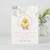 Mooie boerderij kuiken waterverf bloemige baby sho bedankkaart (Staand voorkant)