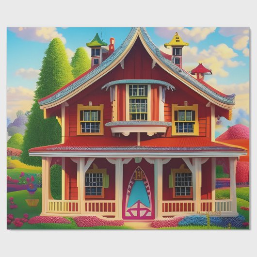 Mooie boerderij platteland decoupage cadeaupapier (Vlak)