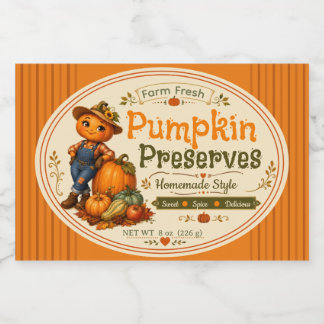 Mooie Boerderij Verse Pompoenconserven Vintage Her Voedselcontainer Etiket