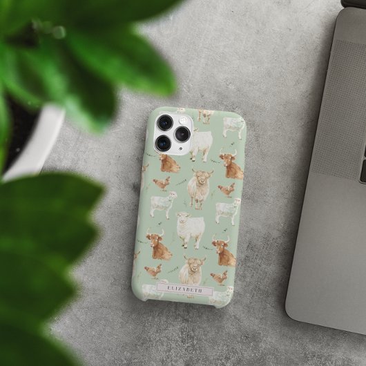 Mooie boerderijdier | Schotse Hooglanders Monogram Case-Mate iPhone Case