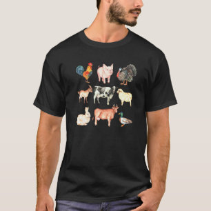 Mooie Boerderijdieren Koe Varken Kip Konijn Eend S T-shirt