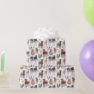 Mooie boerderijdieren koeien schapen varkens kippe cadeaupapier
