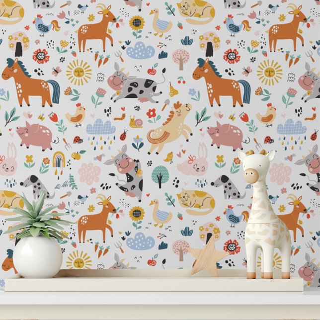 Mooie Boerderijdieren Nursery Stick en Plak Behang (Creator heeft geüpload)