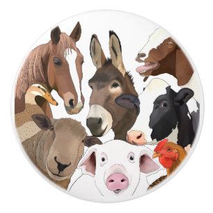Mooie boerderijdierportret keramische knop