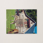 Mooie Boerderijen scène met paarden en zand Legpuzzel (Horizontaal)