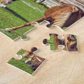 Mooie Boerderijen scène met paarden en zand Legpuzzel (Zijkant)