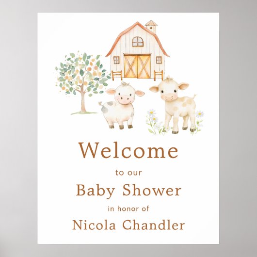 Mooie boerderijschuur babyshower welkom poster (Voorkant)