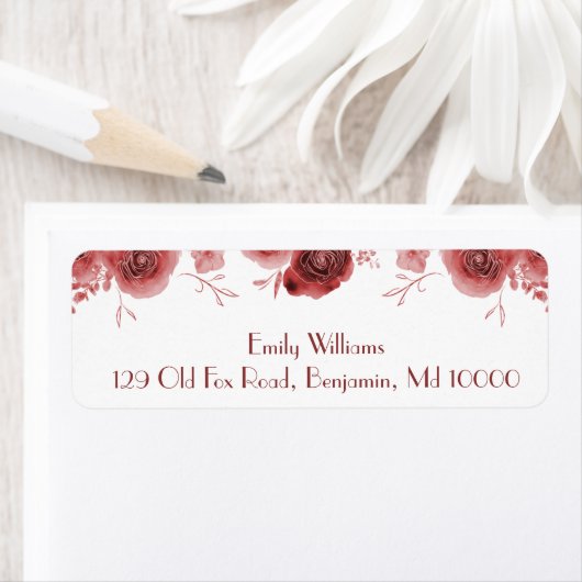 Mooie Bogundy Flowers Etiket (Insitu)