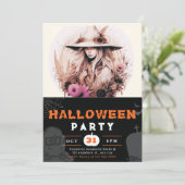 Mooie Boheemse heks Pet bloemen Halloween Kaart (Staand voorkant)