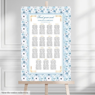 Mooie Boheemse Pastel Blauw Goud Zitplaatskaart Poster