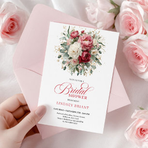 Mooie Boheemse Rode Blush Gouden Rozen Bruiloft Fe Kaart