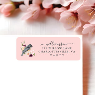 Mooie Bohemen Style Waterverf Bird & Branch Etiket