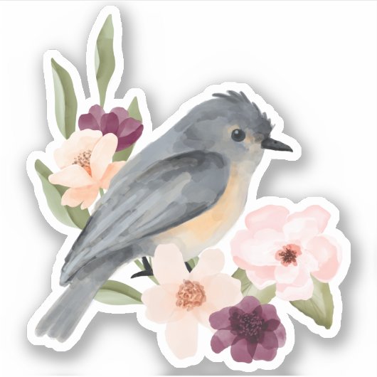 Mooie Bohemen Style Waterverf Bird & Branch Sticker (Voorkant)