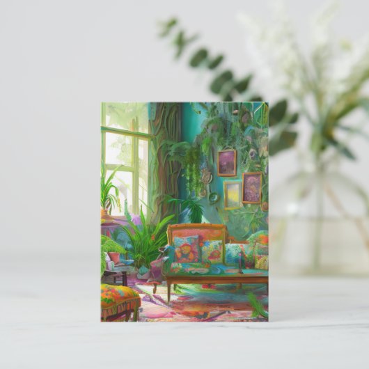 mooie bohemen woonkamer briefkaart (Staand voorkant)