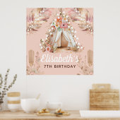 Mooie Bohemian Girl Birthday - persoonlijk Poster (Keuken)