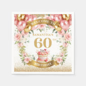 Mooie Boho 60e verjaardag Napkins Gold Glitter Pop Servet (Voorkant)
