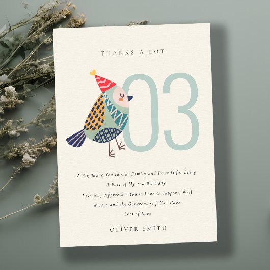 Mooie Boho Aqua Blauwe Vogeltje Verjaardag Elke Le Bedankkaart