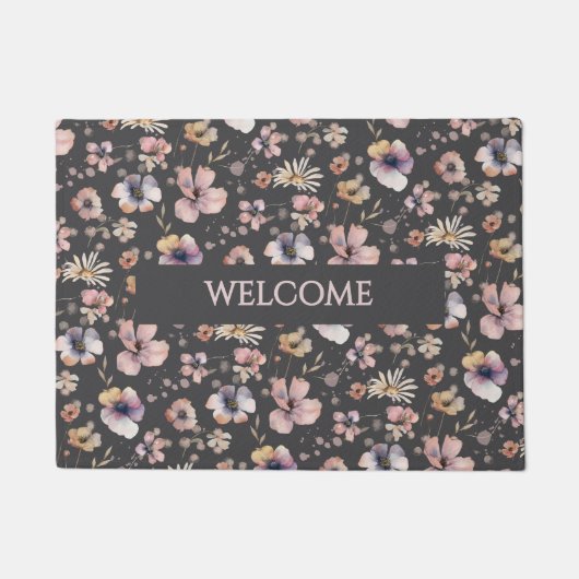 Mooie Boho Aquarel Blush Wilde Bloemen Bericht Deurmat (Voorkant)