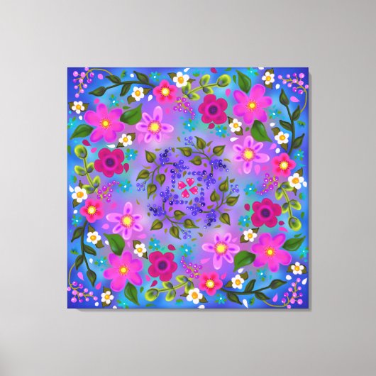 Mooie Boho Berries en Flowers Canvas Afdruk (Voorkant)