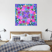 Mooie Boho Berries en Flowers Canvas Afdruk (Insitu (Slaapkamer))