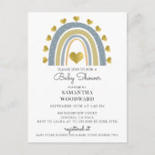 Mooie Boho Blauwe Regenboog Baby Shower Uitnodigin Uitnodiging Briefkaart (Voorkant)