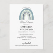 Mooie Boho Blauwe Regenboog Baby Shower Uitnodigin Uitnodiging Briefkaart (Voorkant)
