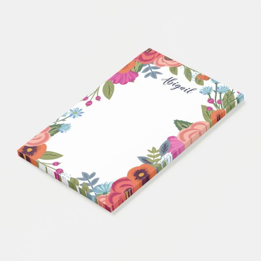 Mooie Boho Bloemen - Aangepaste Naam Post-it® Notes (Schuin)