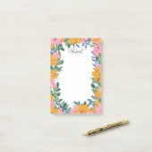 Mooie Boho Bloemen - Aangepaste Naam Post-it® Notes (Op bureau)