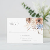 Mooie Boho Bloemen Alle seizoenen Bruiloft RSVP Kaartje (Staand voorkant)