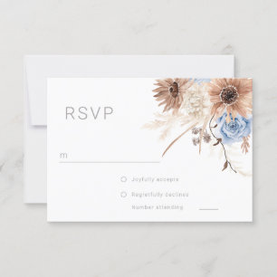 Mooie Boho Bloemen Alle seizoenen Bruiloft RSVP Kaartje