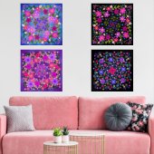 Mooie Boho bloemen bloeiende waanzin Muurkunst Sets (Woonkamer)