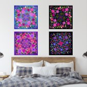 Mooie Boho bloemen bloeiende waanzin Muurkunst Sets (Slaapkamer)