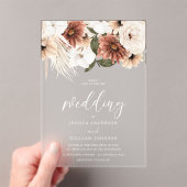 Mooie Boho Bloemen Vorst Bruiloft Acryl Uitnodigingen (Insitu (Draagbaar))