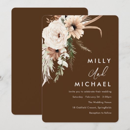 Mooie Boho Bloemen Zomer Herfst Bruiloft Kaart (Voorkant / Achterkant)