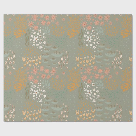 Mooie Boho Bloemige Inpakpapier (Vlak)