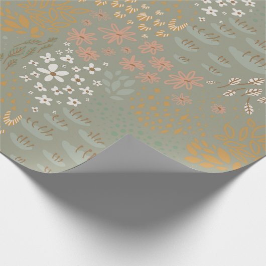 Mooie Boho Bloemige Inpakpapier (Hoek)