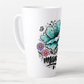Mooie Boho Bloemige Mama Moederdag  Latte Mok (Linkerhoek)