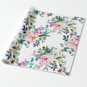 Mooie Boho Bloemige Roze Lavendel Trouwcadeau Cadeaupapier (Uitgerold)